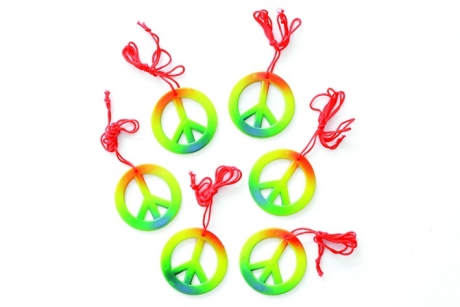 Kette peace multi Hippie Modeschmuck Fasching Karneval