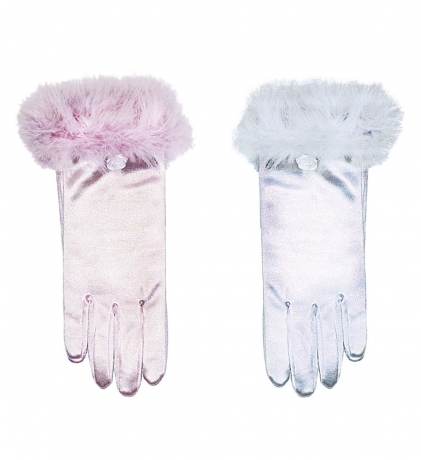 Prinzessin Prinzessinhandschuhe Kinder Satinhandschuhe mit Marabou