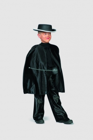 Schwarzer Umhang (kurz) Zorro Kinderfasching Kostüm