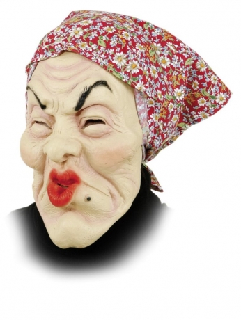 Putzfrau Oma alte Frau Maske mit Tuch Karneval Fasching