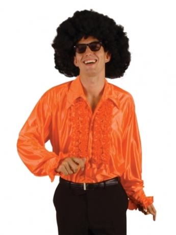 70er 80er Jahre Rüschenhemd orange Schlager Mottoparty