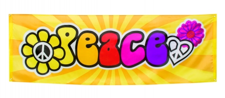 Riesen Flower Power Peace Mottoparty Banner Flagge 74cm x 220cm