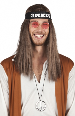 Hippie Set - Stirnband, Brille, Peacezeichen Flower Power