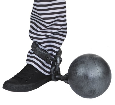 Fußschelle mit Kugel Zubehör Sträfling Häftling Karneval Mottoparty
