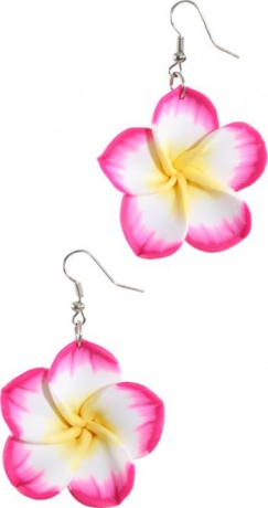 Ohrringe Hippie Blume Hawai Ohrhänger Blüte pink Blumenmädchen