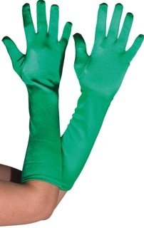 Satin Handschuhe dunkelgrün Kostümzubehör Faschingszubehör