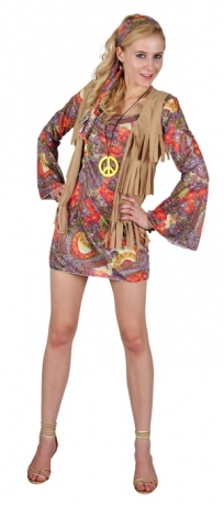 Hippie 70er 60er Jahre Kleid Schlagerparty Karneval