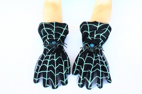 Handschuhe Spinnengewebe Spider Fasching Karneval