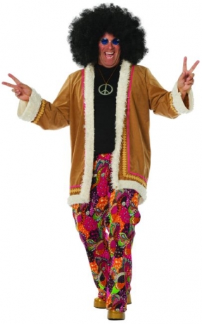Hippie Hose mit langem Mantel Schlagerparty Mottoparty 60er 70er Jahre