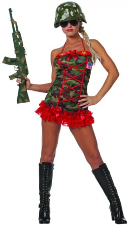 Army Lady Camouflage Damenkostüm Faschingsverkleidung Kostümfest