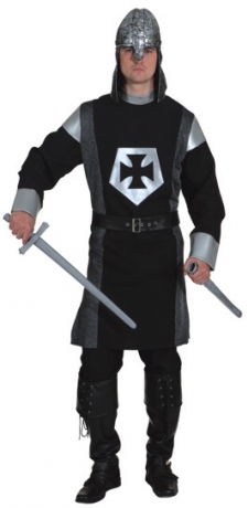Schwarzer Ritter lang Herrenkostüm Mittelalter Faschingsverkleidung