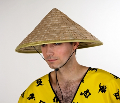 Chinesenhut natur Strohhut Japaner Kopfbedeckung Zubehör Chinese