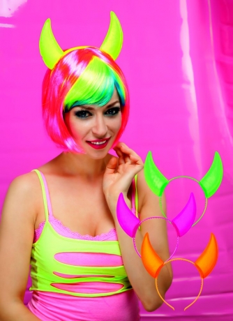 Festival Neon Artikel Teufelshörner Raver pink grün gelb oder orange
