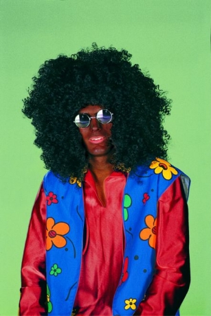 70er Jahre Afro Look Perücke mit Brille Karneval Party