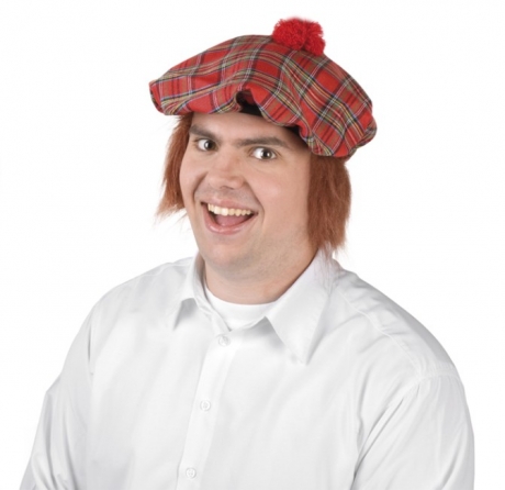Schotte Schottenmütze mit Haar Karneval Fasching Party