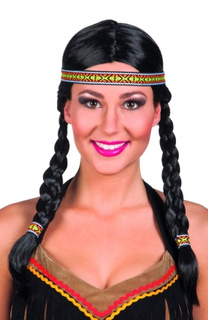 Perücke Indianerin Kewanee mit Stirnband Indio Indianer Squaw