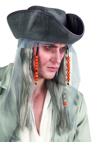 Perücke Ghost pirate mit Hut Pirat Piraten Karnevalsperücke
