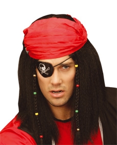 Pirat Piratenperücke mit Schmuck und Tuch Karneval