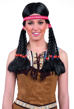 Indian Makawee mit Stirnband Damenperücke Indianerin Squawperücke Fasc