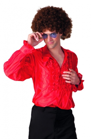 Rüschenhemd Partyhemd rot 70er 80er Jahre Hemd Retrohemd Mottoparty