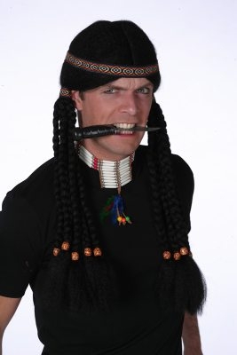 Indianer mit Zöpfen Herrenperücke Fasching Karneval