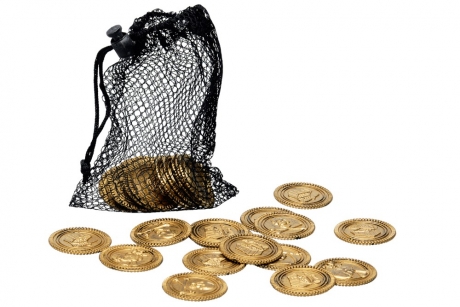 Piratenmünzen im Beutel 30 Stück Goldmünzen Goldschatz Pirat Seeräuber