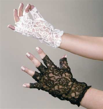 Spitzenhandschuhe fingerlos Hochzeit Rokoko Barock weiß oder schwarz