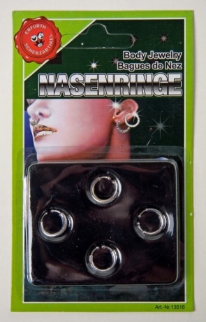 6 x Piercing Fake Imitat Nasenring Scherzartikel Party Spass