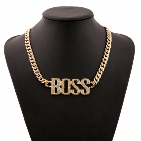 Babo Lude Macho Prolethen HipHop Rapper Kette Necklace BOSS Strass Bling Bling