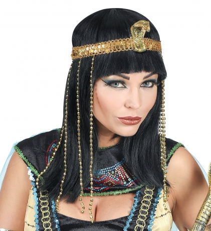 Cleopatra Nofretete Ägypterin Perücke mit Perlenstirnband