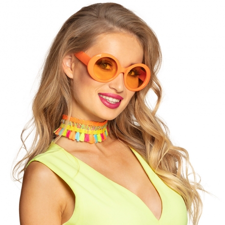 Große Brille Jackie Partybrille orange Mottoparty Festival
