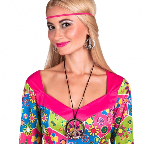 Hippie Hippieset Peacezeichen Kette und Ohrringe 60er Jahre