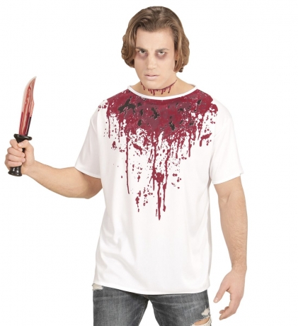 Horror Halloweenkostüm Blut-Shirt mit Halskette Blutstropfen