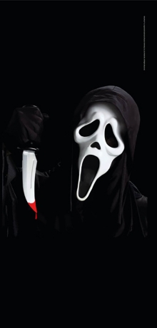 Horror Scream Hängeposter am Band Dekoration Geist mit Messer Spezial Effekt mit Band