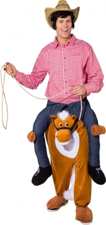 Huckepack Pferd Reiterin Cowgirl Damen Kostüm Karneval Carry me