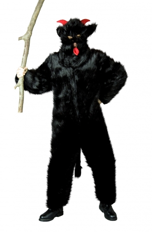 Krampus Bartl Teufel schwarzer Felloverall Krampuskostüm