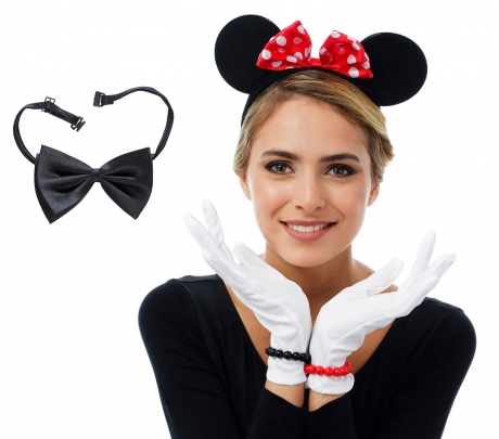 Minni Maus Set 6teilig Haarreif Handschuhe Fliege Armband Minnie Mouse