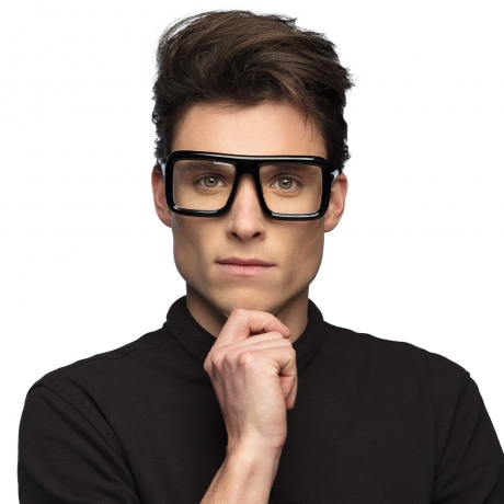 Partybrille Retro Retrobrille schwarz Lehrer Sekretärin Party Festival Nerd