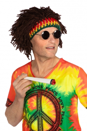 Perücke Hut Rasta mit Dreadlocks Reggae Dreadlocksperücke Festival