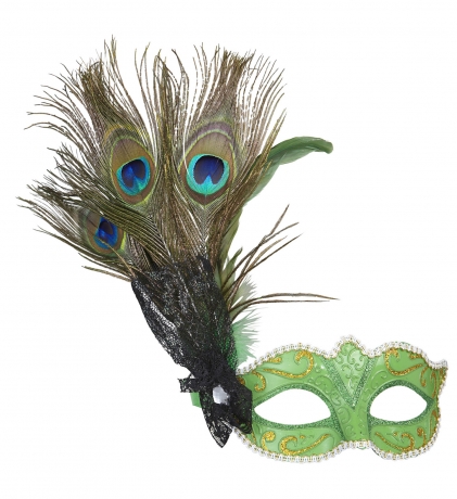 Pfau Pfauenmaske Augenmaske grün Paradiesvogel