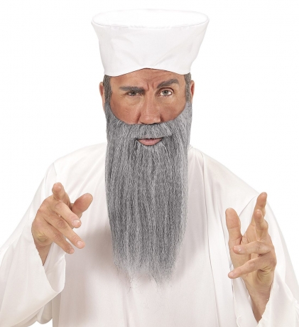 Rabbi Rabbiner Araber Inder Turban und grauer Bart 2 teiliges Set