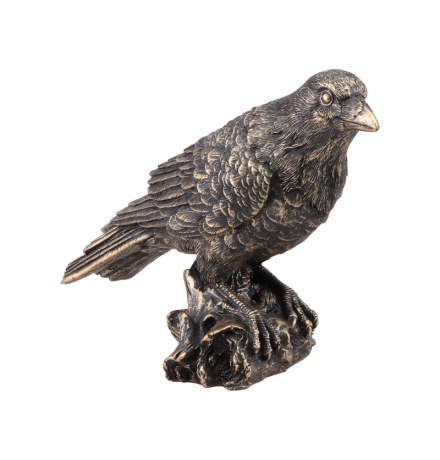 Rabe Krähe Rabenfigur Statue Bronze-Optik Hochwertige Optik Halloween