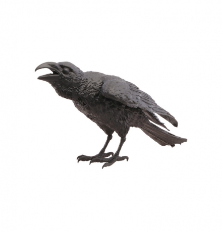 Rabe Krähe aus Kunststoff Halloween Dekoration schwarzer Vogel