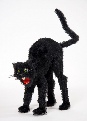 Schwarze buckelige Katze Halloween Hexe Hexenzubehör Katzenschreck