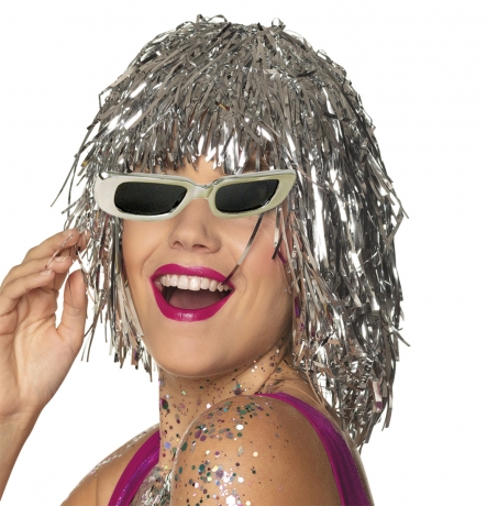 Space Spacewoman Galaxia Folienperücke mit silber Brille Roboter