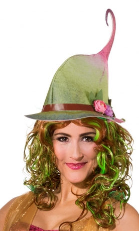 Waldfee, Elfe, Fee, Kobold, Waldgeist grüner Elfenhut mit Blümchen