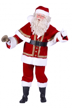 Weihnachtsmann Samt Deluxe mit Umhang Rot Jacke Hose Mütze Gürtel Anzug XXL