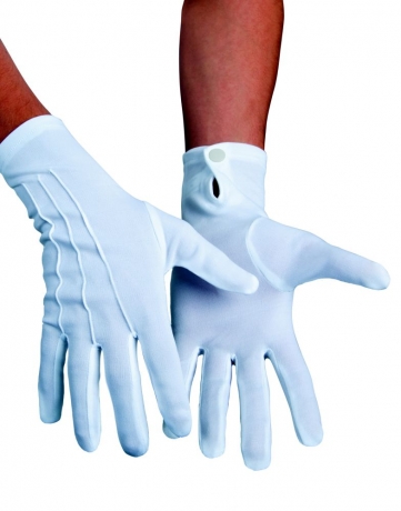weiße Handschuhe mit Naht und Knopf Nikolaus Weihnachtsmann Garde