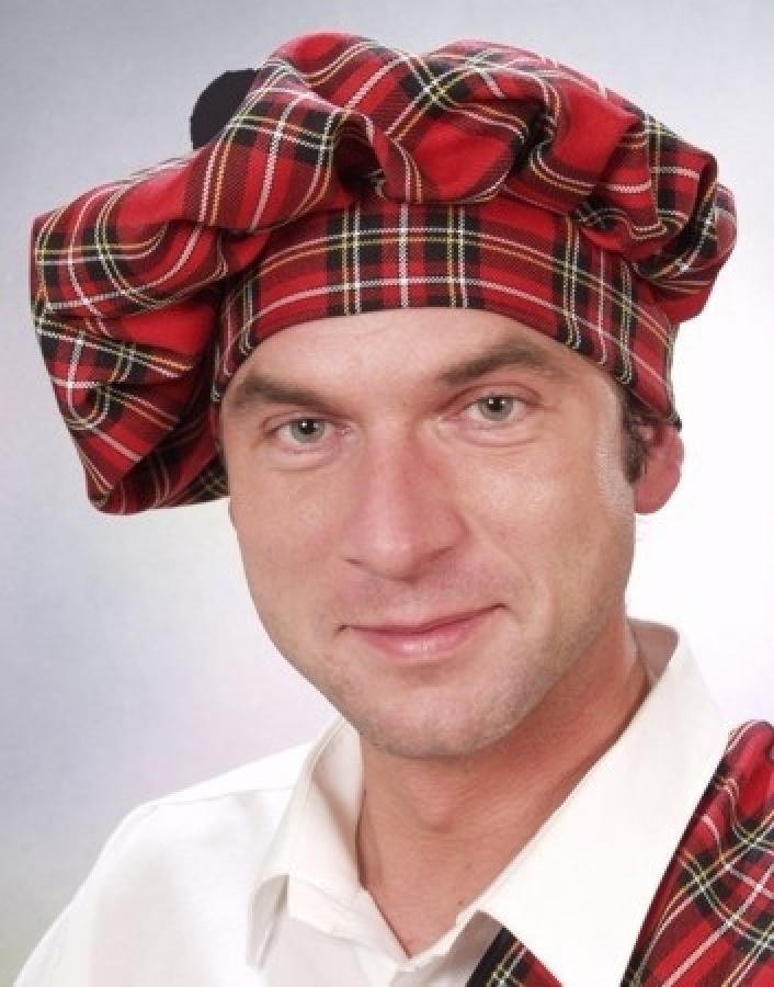 Schottenmütze mit Haaren Karo Mütze Schotten Kostüm Schotte Hut kariert Karohut 