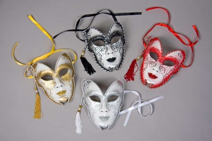 12x Maske Augenmaske Venezia Glitter Silber Fasching Maskenball 